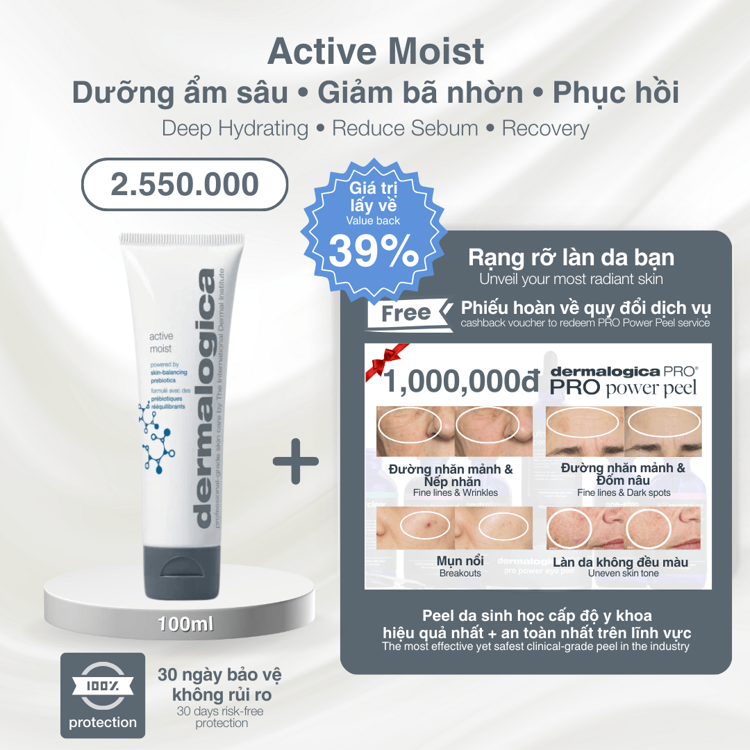 Dermalogica Vietnam Đại sứ Đặc biệt - Active Moist 100ml + Pro Power Peel