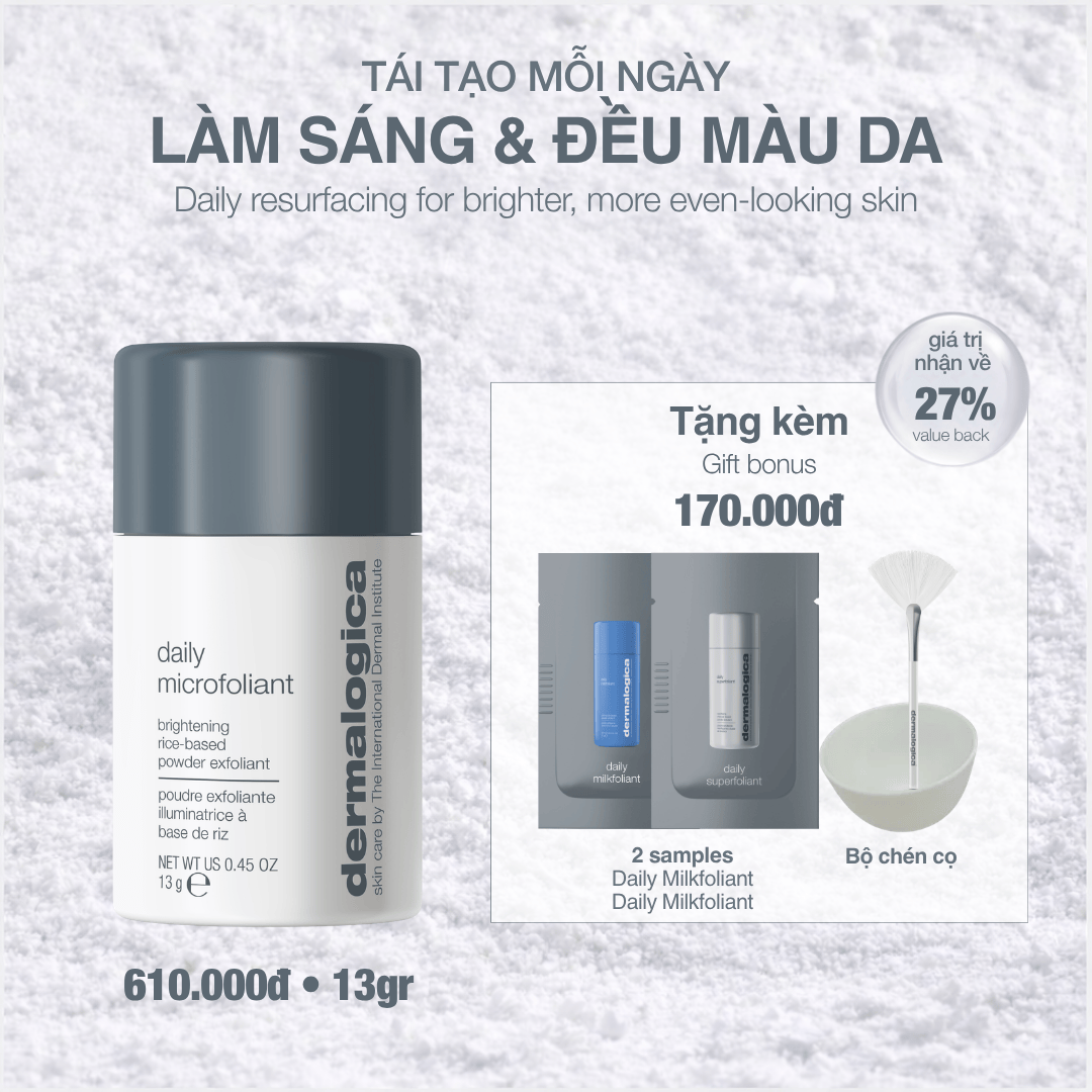 EXFOLIANTS EXFOLIANTS 13g tẩy da chết cám gạo daily microfoliant