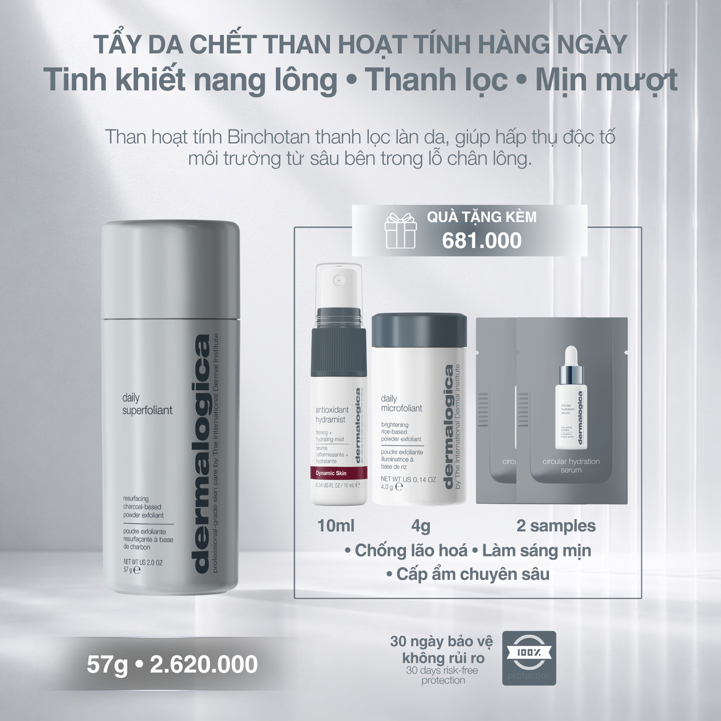 tẩy da chết than hoạt tính daily superfoliant