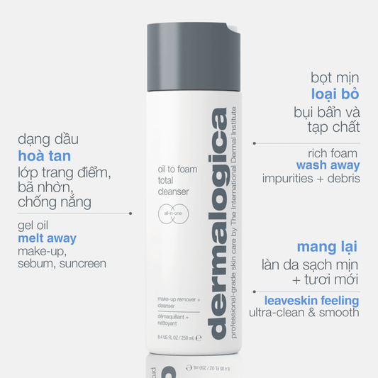 CLEANSERS CLEANSERS 250ml sữa rửa mặt & tẩy trong 2 trong 1 oil to foam total cleanser