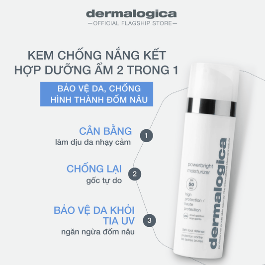 Dermalogica Vietnam 50ml Powerbright Moisturizer SPF50  - Kem chống nắng kết hợp dưỡng ẩm 2 trong 1 ngăn ngừa sạm da