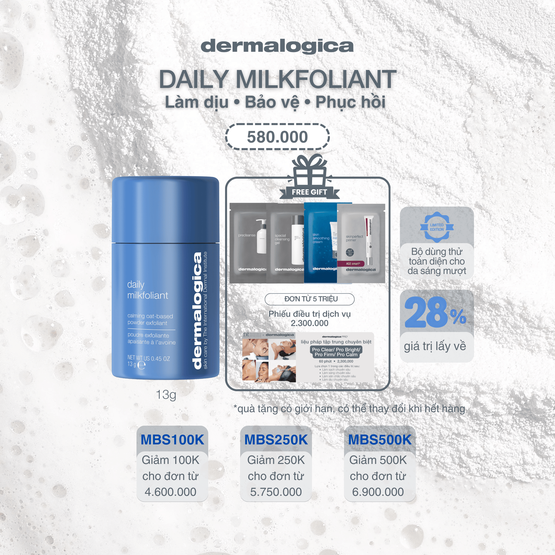 Dermalogica Vietnam exfoliants Tẩy tế bào chết Daily Milkfoliant làm dịu & làm sáng mượt tức thì