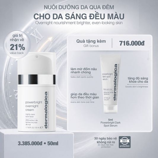 Dermalogica VN MOISTURIZERS 50ml kem dưỡng ban đêm mờ đốm nâu powerbright overnight cream