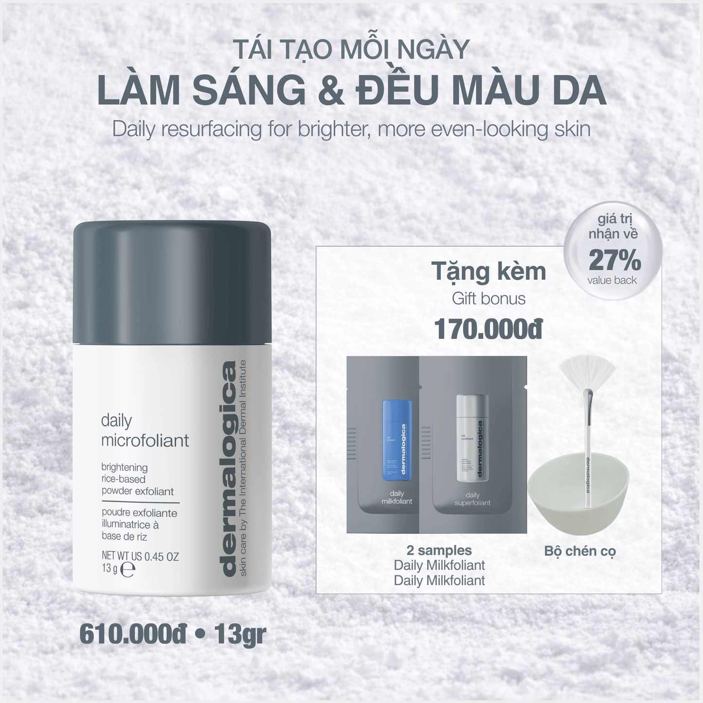 EXFOLIANTS EXFOLIANTS 13g tẩy da chết cám gạo daily microfoliant