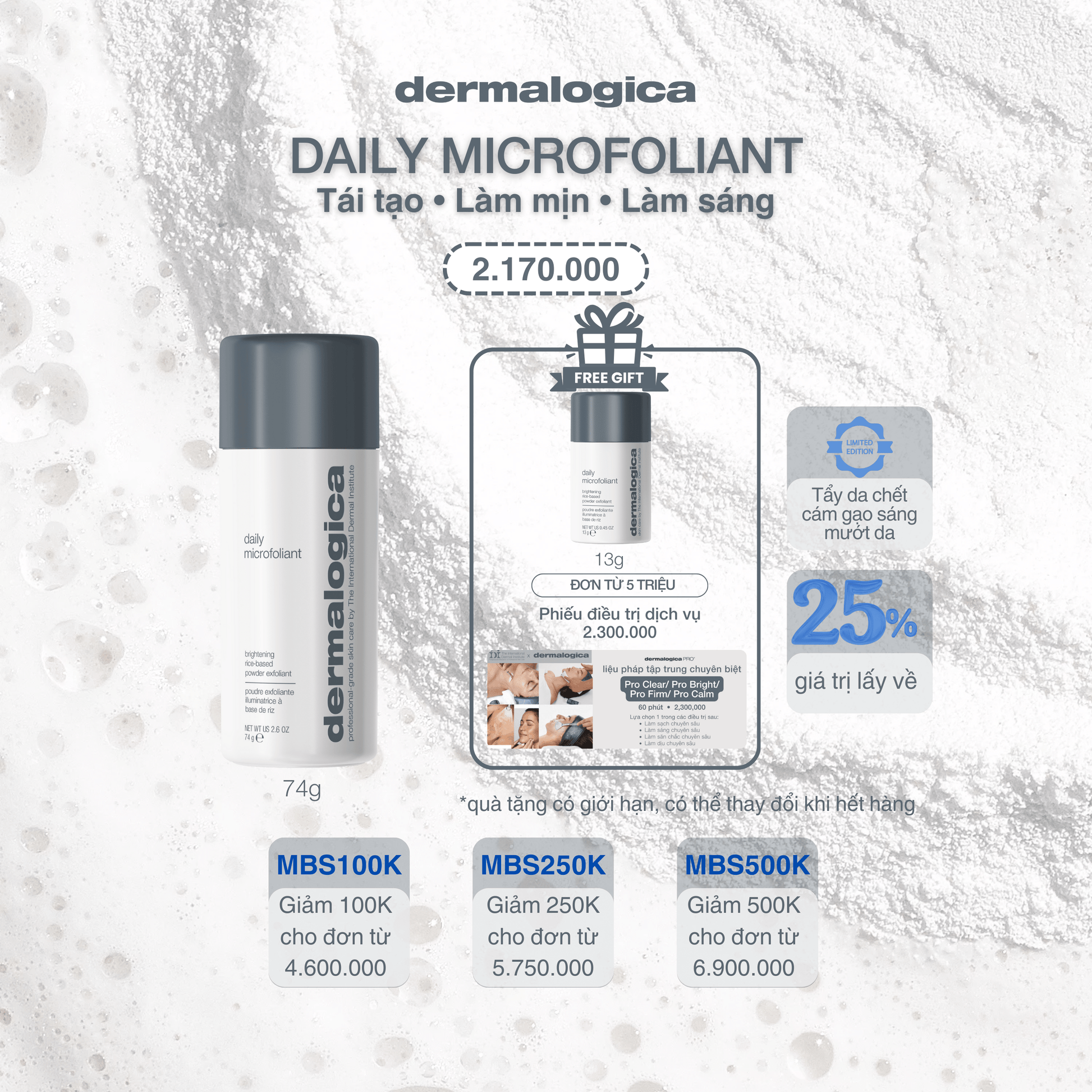 EXFOLIANTS EXFOLIANTS Daily Microfoliant - Bột cám gạo tẩy da chết tái tạo da hằng ngày